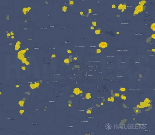 Hail map for San Antonio, TX