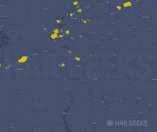 Hail map for Columbus, GA