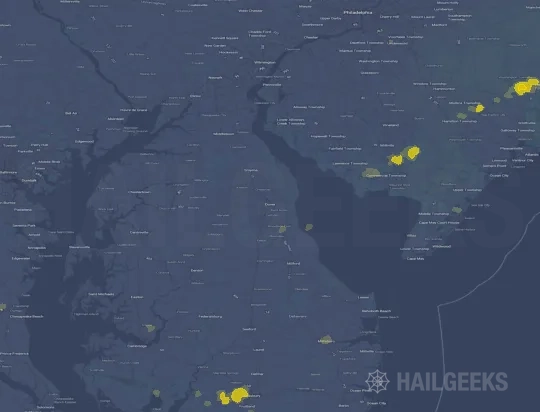 Hail map for Dover, DE
