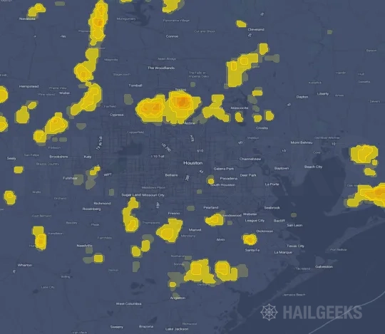 Hail map for Houston, TX
