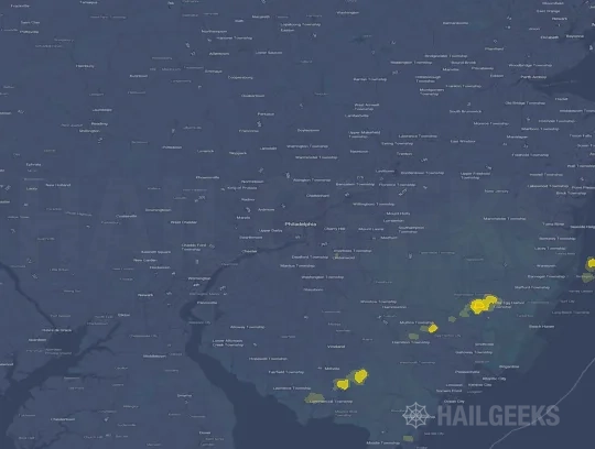 Hail map for Philadelphia, PA