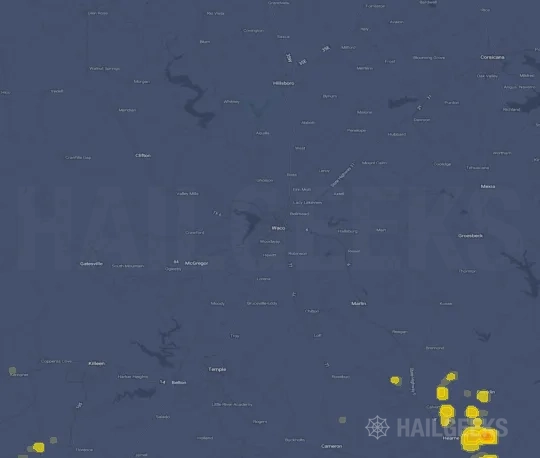 Hail map for Waco, TX