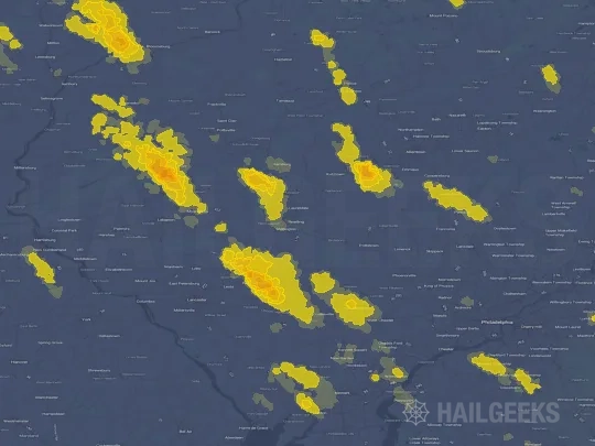 Hail map for Reading, PA
