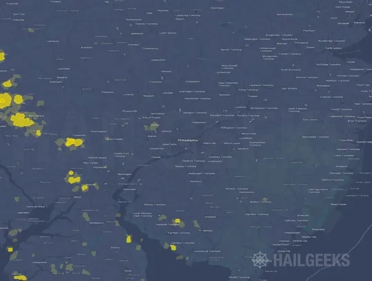 Hail map for Philadelphia, PA