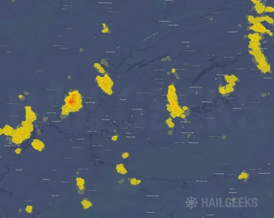 Hail map for Knoxville, TN
