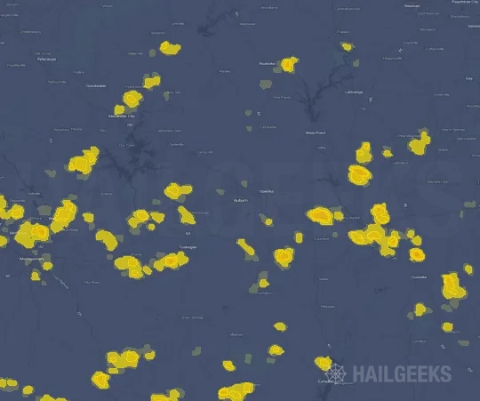 Hail map for Auburn, AL