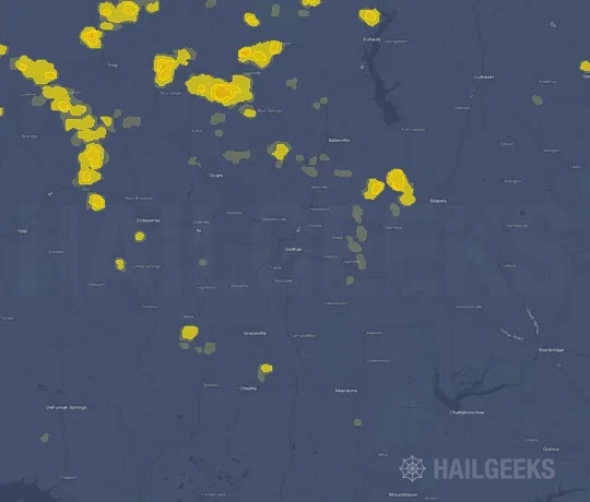 Hail map for Dothan, AL