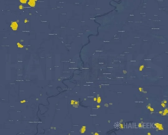 Hail map for Memphis, TN