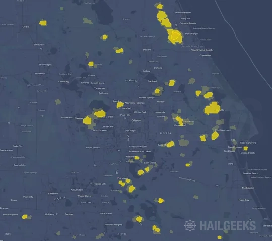 Hail map for Orlando, FL