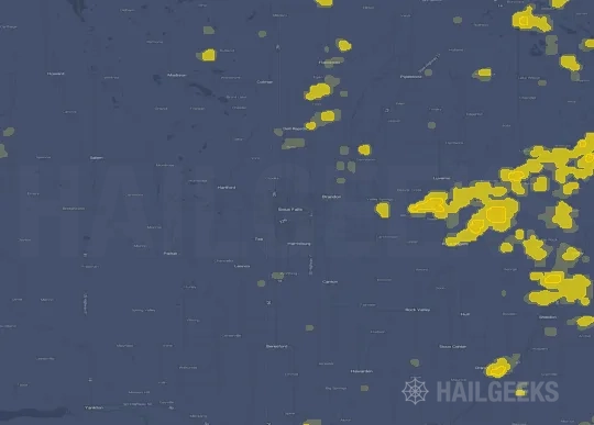 Hail map for Sioux Falls, SD
