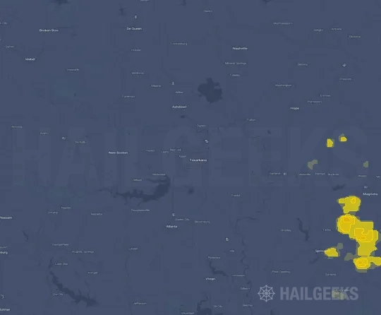 Hail map for Texarkana, TX