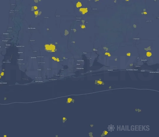 Hail map for Pensacola, FL