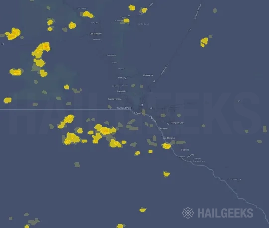 Hail map for El Paso, TX