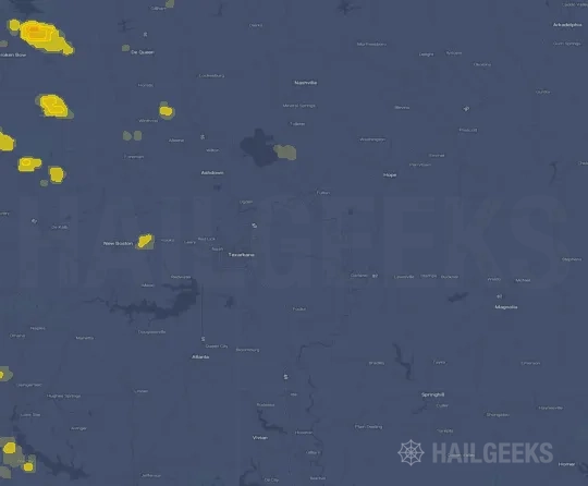Hail map for Texarkana, AR
