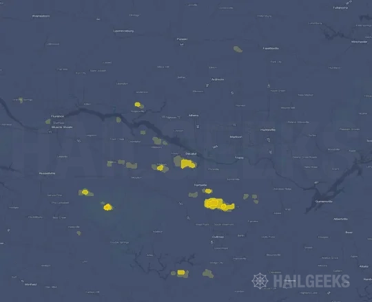 Hail map for Decatur, AL