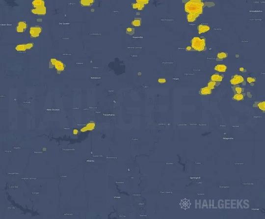 Hail map for Texarkana, AR