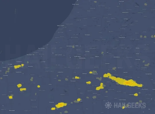 Hail map for South Bend, IN
