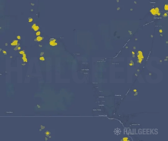 Hail map for Las Cruces, NM on Sep 17, 2026