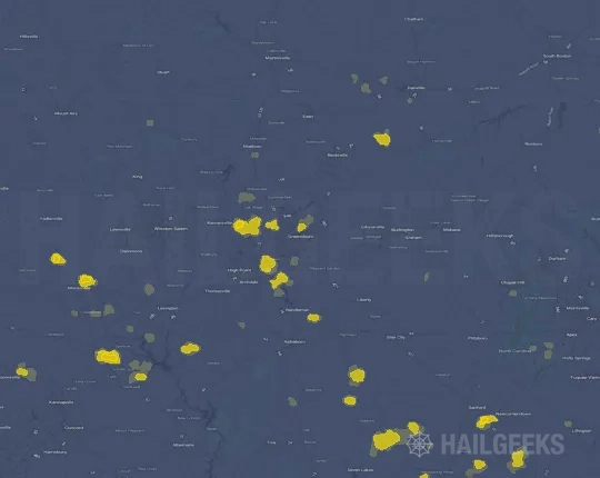 Hail map for Greensboro, NC on Sep 18, 2026