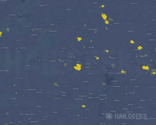 Hail map for Hickory, NC on Sep 18, 2026