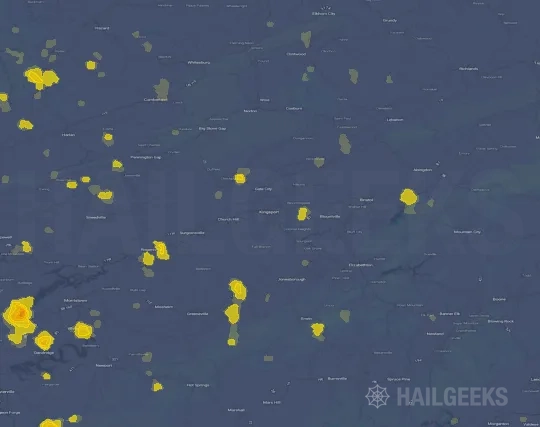 Hail map for Kingsport, TN on Sep 18, 2026