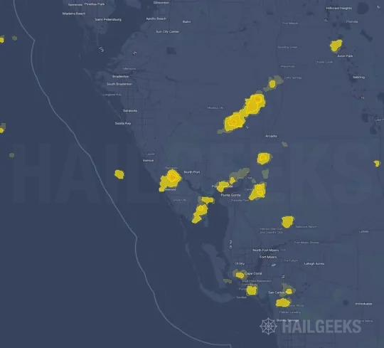 Hail map for North Port, FL on Sep 18, 2026