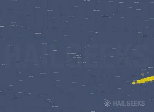Hail map for Sioux City, IA on Sep 18, 2026