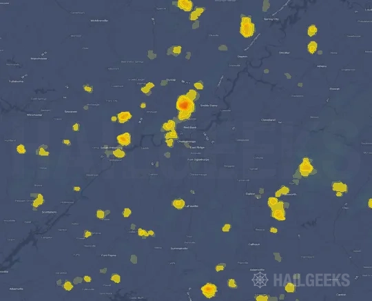 Hail map for Chattanooga, TN on Sep 19, 2026