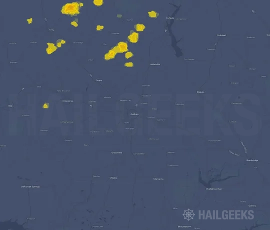 Hail map for Dothan, AL on Sep 19, 2026