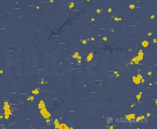 Hail map for Gadsden, AL on Sep 19, 2026