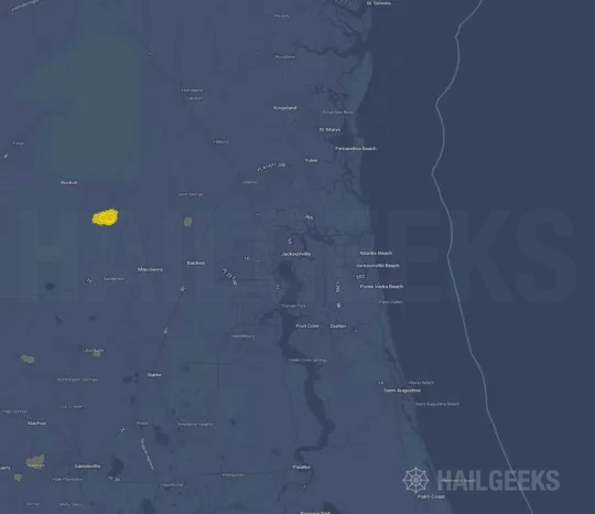 Hail map for Jacksonville, FL on Sep 19, 2026