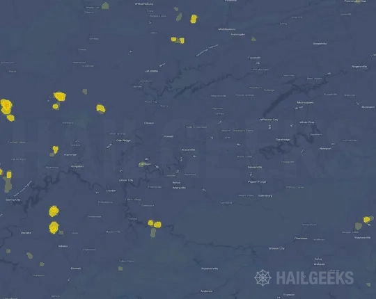 Hail map for Knoxville, TN on Sep 19, 2026