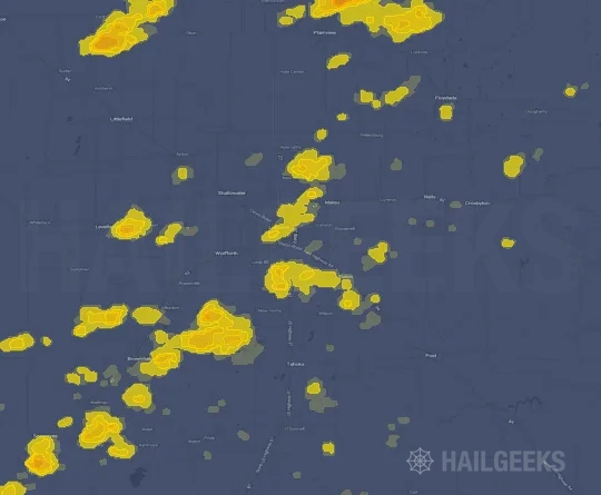Hail map for Lubbock, TX on Sep 19, 2026