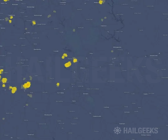 Hail map for Macon, GA on Sep 19, 2026