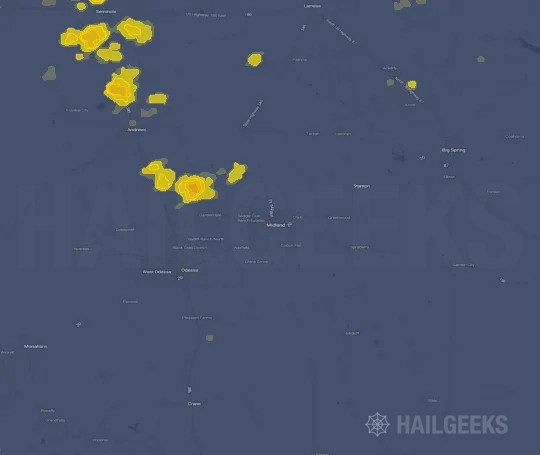 Hail map for Midland, TX on Sep 19, 2026