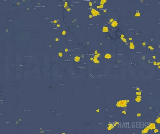 Hail map for Montgomery, AL on Sep 19, 2026