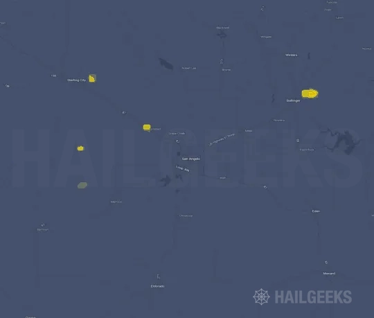 Hail map for San Angelo, TX on Sep 19, 2026