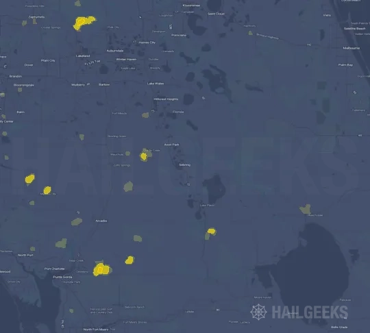 Hail map for Sebring, FL on Sep 19, 2026