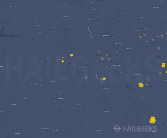 Hail map for Starkville, MS on Sep 19, 2026