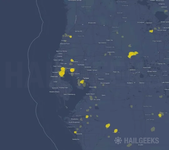 Hail map for Tampa, FL on Sep 19, 2026