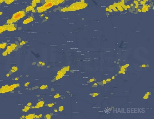 Hail map for Wichita, KS on Sep 19, 2026