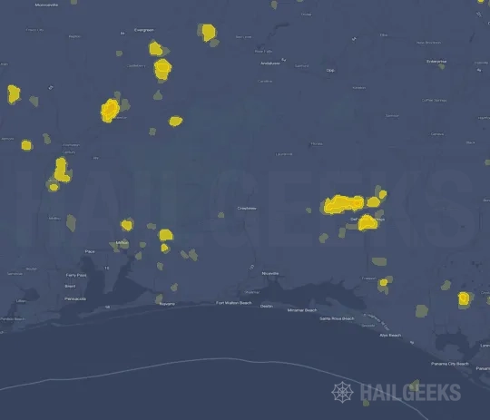 Hail map for Crestview, FL on Sep 20, 2026