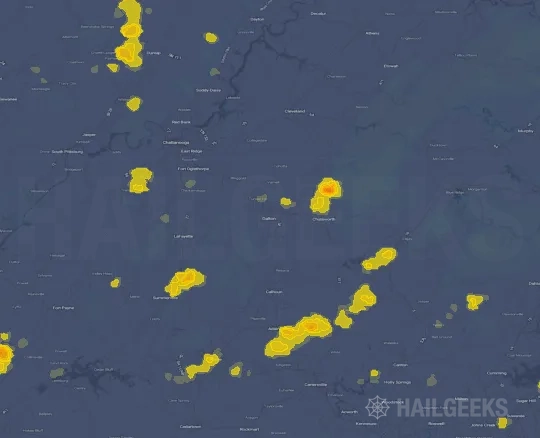 Hail map for Dalton, GA on Sep 20, 2026