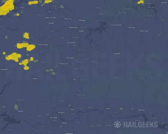 Hail map for Fayetteville, AR on Sep 20, 2026