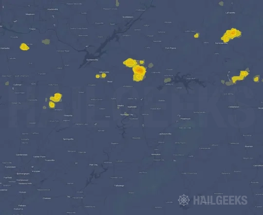 Hail map for Gadsden, AL on Sep 20, 2026