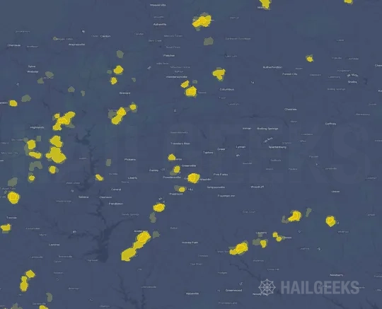 Hail map for Greenville, SC on Sep 20, 2026