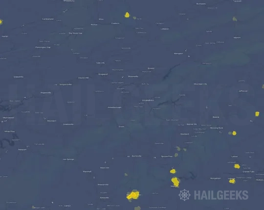Hail map for Johnson City, TN on Sep 20, 2026