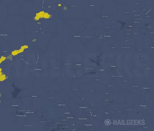 Hail map for Killeen, TX on Sep 20, 2026