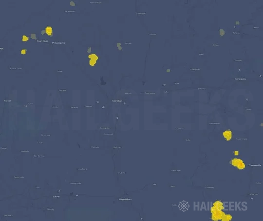 Hail map for Meridian, MS on Sep 20, 2026