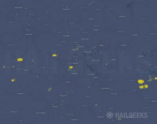 Hail map for Nashville, TN on Sep 20, 2026